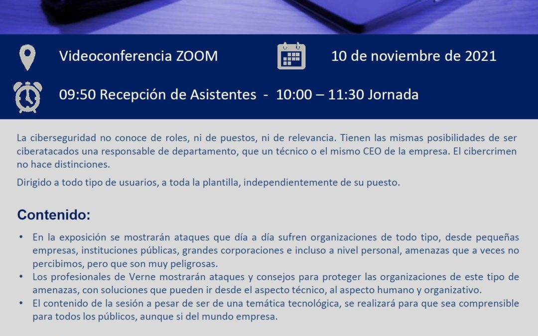 Taller/Videoconferencia: «Continuidad de Negocio en la PYME: riesgos, retos y soluciones en ciberseguridad»