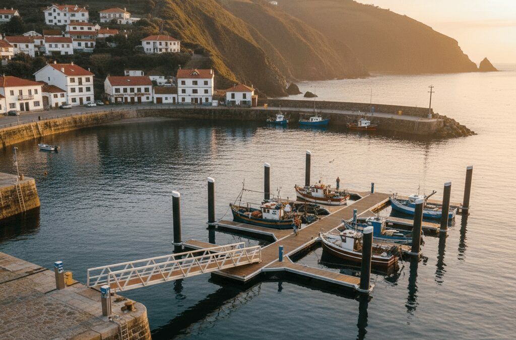 Pantalán para embarcaciones pesqueras en el puerto de Lastres