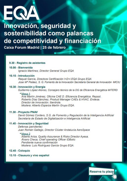 EQA. Jornada de innovación, seguridad y sostenibilidad como palancas de competitividad y financiación